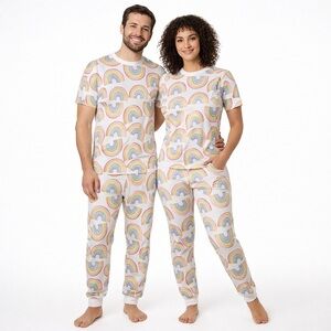 CARTER'S Adult Rainbow Snug Fit Top Short Sleeve and Pant Pajama 2 Piece Set NWT